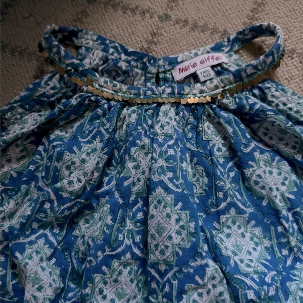 Marie Eiffel boho flowy cotton patterned tunic dress with sequin detail OS NWOT - Picture 3 of 13